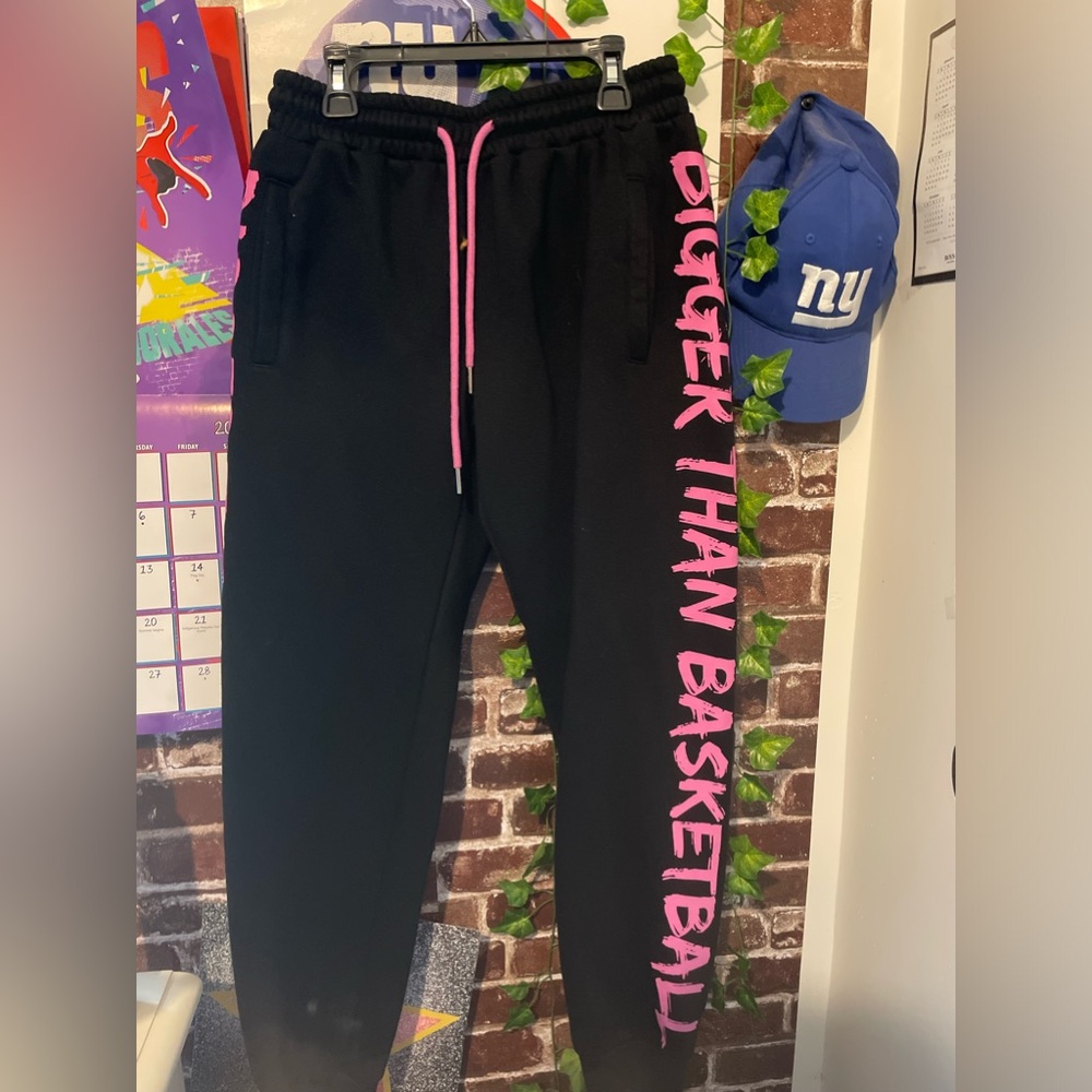 Black and pink Bigger Than Basketball sweatpants